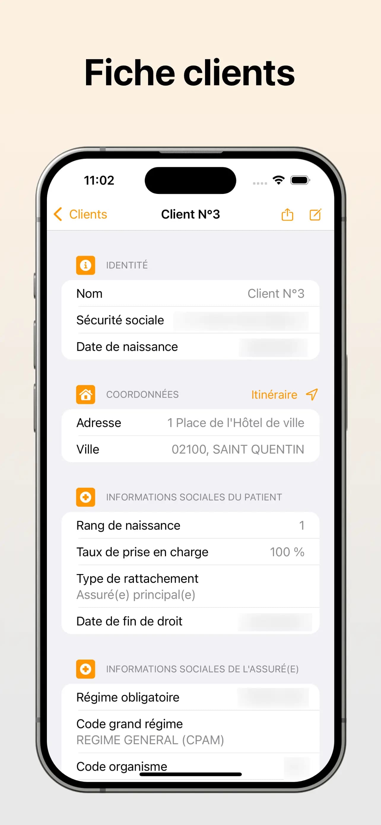 Fiche client taxi conventionné