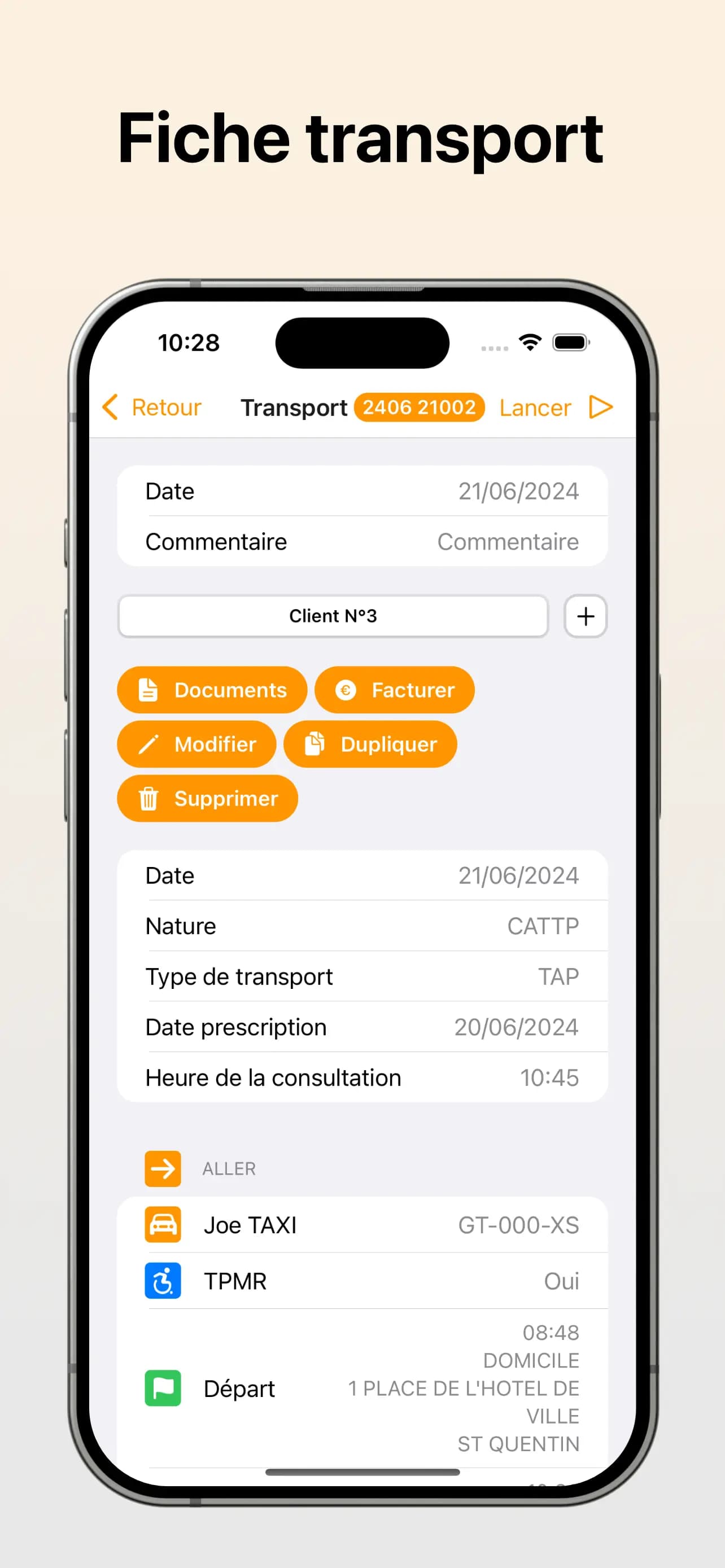 Bon de transport sanitaire